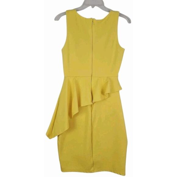 Lulu’s ~Woman Size S~ Yellow Pencil Stretch Sleeveless Dress w/Peplum. - Picture 3 of 13